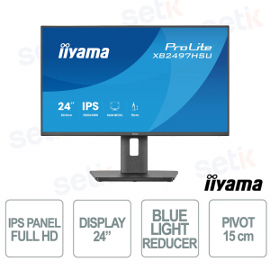 Moniteur iiyama ProLite XB2497HSU-B1 24" IPS Full HD 120 Hz, pivotant, hub USB, HDMI, DisplayPort, sans scintillement