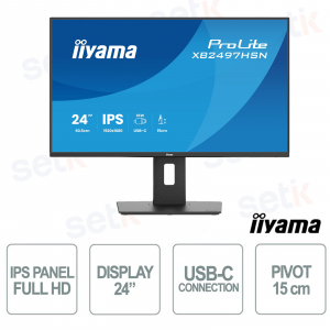 Moniteur iiyama ProLite XB2496HSC-B1 24" IPS Full HD 144 Hz USB-C 65 W, pied ergonomique réglable, sans scintillement, HDMI