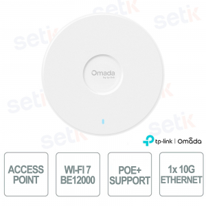 TP-Link Omada EAP787 Tri-Band BE12000 Wi-Fi 7 Access Point, 10G PoE++ Port, 8-Stream, SDN Cloud Management, High Client Density