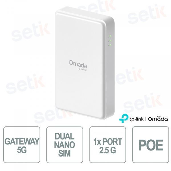 Omada ER701-5G-Outdoor Gateway 5G, fino a 7.01 Gbps, 2.5G PoE, Dual SIM, IP66 Outdoor, Gestione Cloud SDN