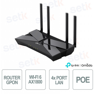 XX230v AX1800 Wi-Fi Router 6 GPON, ONT Fiber FTTH, Dual Band 1.8Gbps, VoIP FXS, Gigabit Ports, EasyMesh, ISP Cloud Management