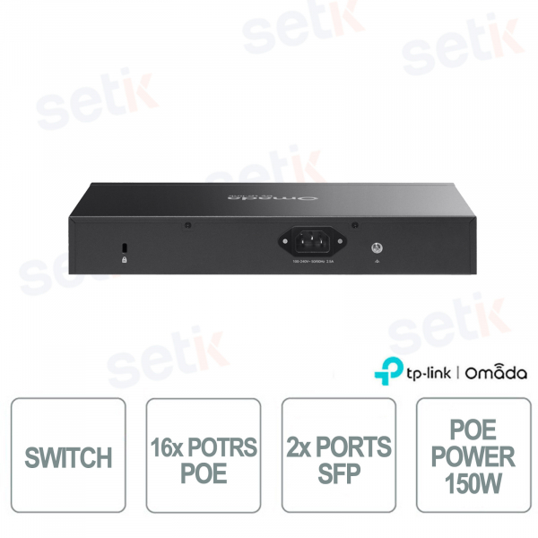 ES220GP 20-Port Gigabit Switch with 16 PoE+, 2 SFP Slots, SDN Cloud Management and 150W PoE Budget - Omada