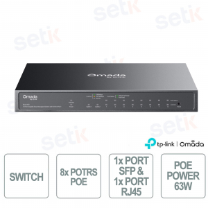 ES210GP Switch Gigabit 10 Porte con 8 PoE+, Porta Combo SFP/RJ45, Gestione Cloud SDN e Budget PoE 63W - Omada