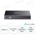 ES208GP 8-Port Gigabit PoE+ Switch with SDN Cloud Management, 64W PoE Budget for Video Surveillance - Omada