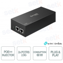 POE370S 10G PoE++ Injector with 2 RJ45 Ports, 60W Power for Access Points and IP Cameras - Omada