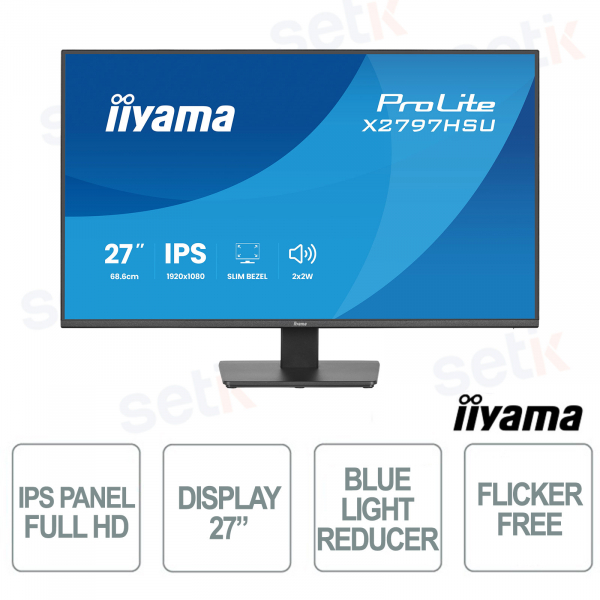 X2797HSU-B1 27" IPS Full HD 120Hz, 4 Port USB Hub, HDMI DisplayPort, Flicker Free and Eye Comfort TÜV - iiyama