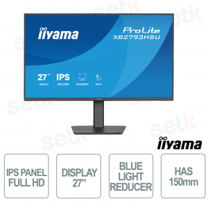 XB2793HSU-B1 27" IPS Full HD 120Hz, supporto ergonomico regolabile, USB Hub, HDMI DisplayPort, Flicker Free - iiyama