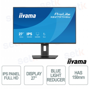 XB2797HSU-B1 27" IPS Full HD 120Hz, supporto ergonomico regolabile, USB Hub 4 porte, HDMI DisplayPort, Flicker Free - iiyama
