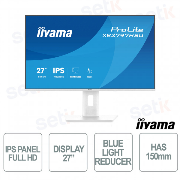 XB2797HSU-W1 27" IPS Full HD 120Hz, Adjustable Ergonomic Stand, 4-Port USB Hub, HDMI DisplayPort, Flicker Free - iiyama