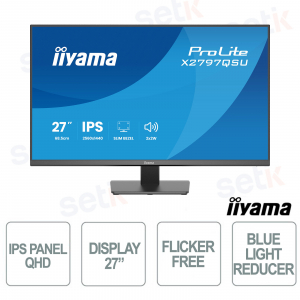 X2797QSU-B1 27" QHD IPS 75Hz, 4 Port USB Hub, HDMI DisplayPort, Eye Comfort TÜV, Flicker Free, integrated speakers - iiyama