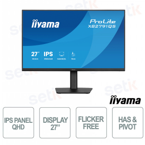 XB2791QS-B1 27" QHD IPS 75Hz, supporto ergonomico regolabile, HDMI DisplayPort, Flicker Free, Blue Light - iiyama