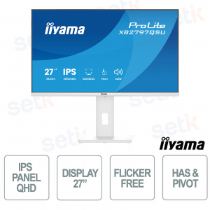 XB2797QSU-W1 27" QHD IPS 75Hz, 4-Port USB Hub, Ergonomic Stand, HDMI DisplayPort, Eye Comfort TÜV - iiyama