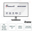 HB3201UHSNP-B1 32" 4K UHD IPS Noir, 99 % DCI-P3 (validé Pantone), station d'accueil USB-C et commutateur KVM intégré - iiyama