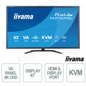 X4373UHSU-B2 43" 4K UHD VA, ampio schermo con hub USB e connettività HDMI/DisplayPort per multitasking avanzato - iiyama