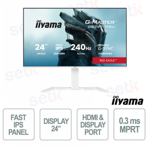 GB2471HSU-W1 Téléviseur 24" Full HD IPS 165 Hz, MPRT 0,3 ms, FreeSync Premium avec hub USB et design blanc - iiyama