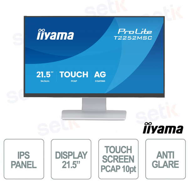 T2252MSC-W2AG Écran tactile IPS Full HD 21,5" 10 pouces, PCAP, IP65, HDMI, DisplayPort, USB, bord à bord - iiyama