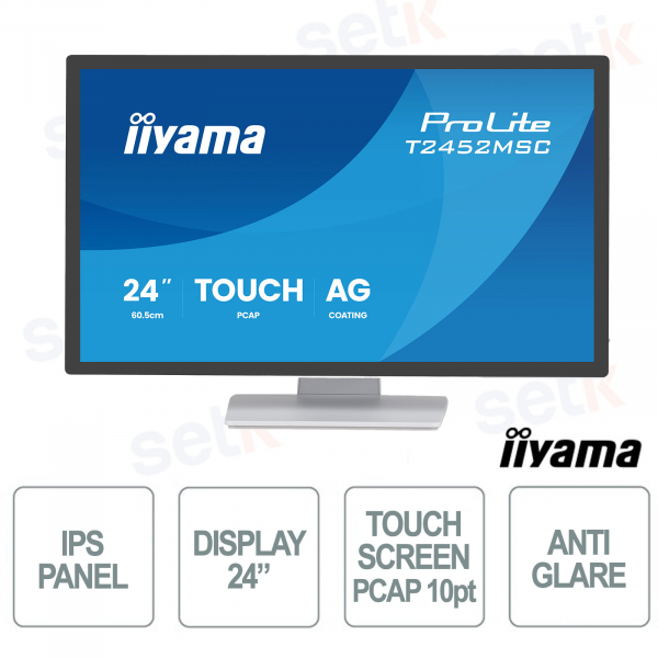 T2452MSC-W1AG 24" Full HD IPS PCAP 10 Touch IP65 HDMI DisplayPort USB Edge-to-Edge - iiyama