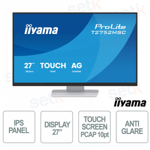 T2752MSC-W1AG 27" Full HD IPS PCAP 10 Touch IP65 HDMI DisplayPort USB Edge-to-Edge - iiyama