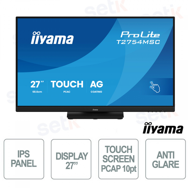 T2754MSC-B2AG 27" Full HD IPS PCAP 10 Touch IP65 HDMI DisplayPort USB Speakers Edge-to-Edge - iiyama
