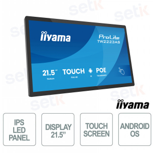 Écran TW2223AS-B3P 21,5" Full HD IPS Android PoE NFC RFID Wi-Fi LAN VESA pour affichage dynamique et commerce de détail - iiyama