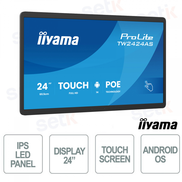 TW2423AS-B3P 24" Full HD IPS Android PoE NFC RFID Wi-Fi LAN VESA for Digital Signage and Retail - iiyama