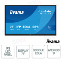 TE7513A-B2AG 75" 4K UHD, Google EDLA, Android 14, tactile 40 points, WiFi 6E pour l'école et le travail - iiyama