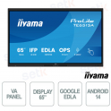 TE6515A-B2AG 65" 4K UHD, Google EDLA, Android 14, 40-point Touch, WiFi-6E for School and Business - iiyama