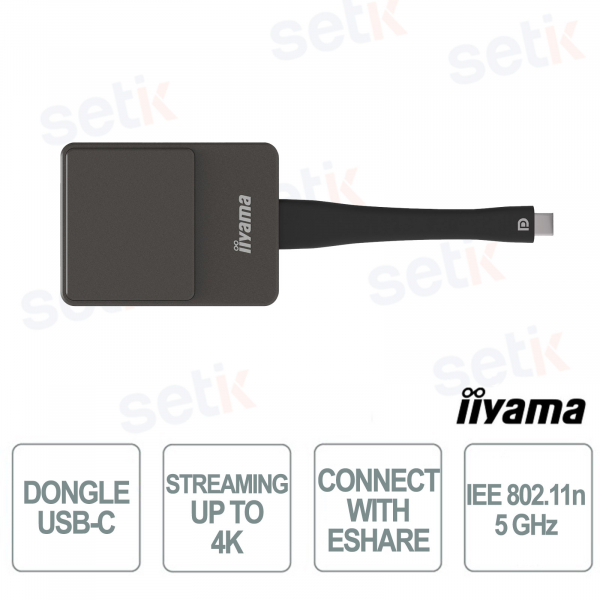 WP D002C USB-C 4K, Presentazione Wireless con EShare, WiFi 5GHz, Compatibile Windows Mac Chrome OS - iiyama