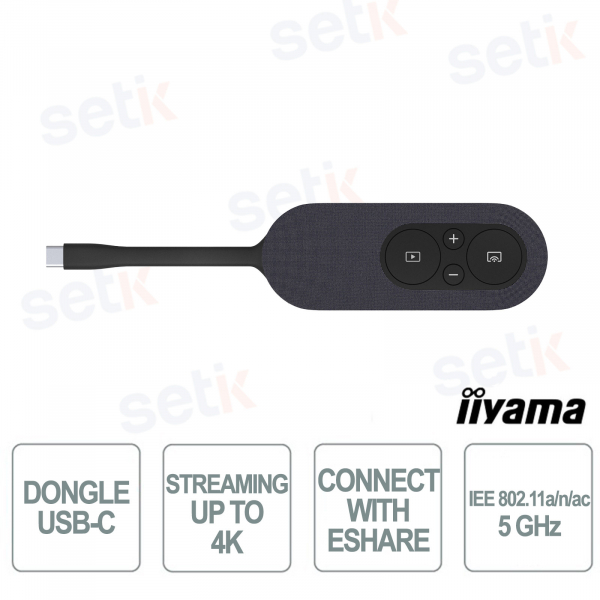 WP-D003C USB-C 4K Wireless Presentation with iiShare, 5GHz WiFi, Compatible with Windows, Mac, Chrome OS - iiyama