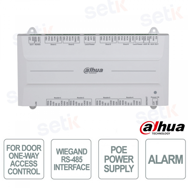 ASC4204B-S Controller Accessi 4 Porte con Multi-Auth, PoE, 100.000 Utenti e Controllo Avanzato - Dahua
