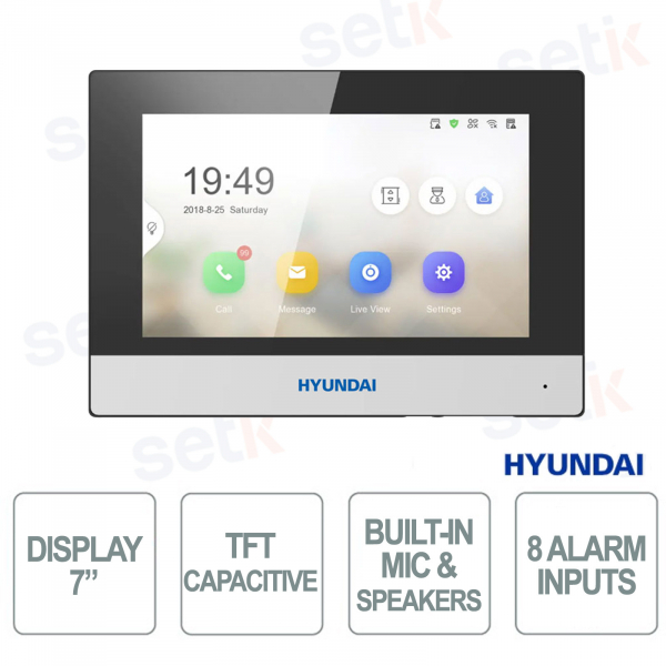Hyundai HYU-1043 7" Touch Screen IP Monitor with Integrated Audio, 8 Alarm Inputs and RJ45 TCP/IP Connection