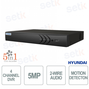 Hyundai AISense 5MP 4-Channel 5-in-1 DVR with AI, H.265+, Face Recognition, and Remote Access