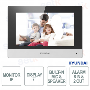 Monitor Videocitofono IP 7" Touch WiFi 2 Fili con Allarmi, Relè e Controllo Remoto - Hyundai