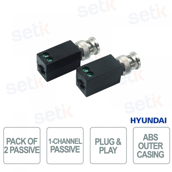 Émetteur-récepteur vidéo passif 1 canal HDCVI HDTVI AHD sur paire torsadée Cat5/6 400 m Plug & Play - Hyundai