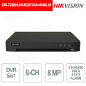 Enregistreur numérique Hikvision AcuSense 16 canaux : 4 entrées audio, 4 entrées d'alarme, 1 sortie d'alarme, H.265 Pro+ 4K