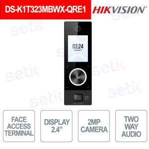 Terminal de contrôle d'accès Hikvision 2MP WiFi QR PoE IP65 avec reconnaissance faciale et audio bidirectionnel
