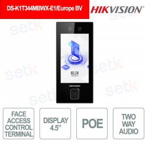 Terminale Controllo Accessi Face Recognition WiFi PoE Intercom Audio IP65 - Hikvision