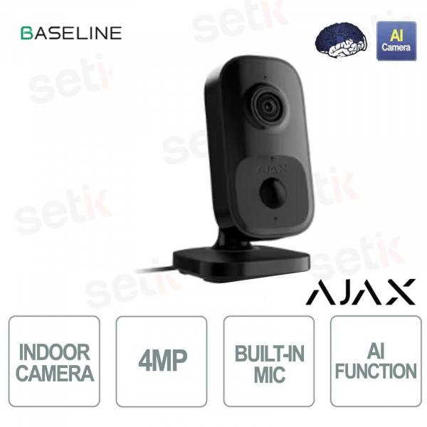 Ajax IndoorCam Noire – Caméra Wi-Fi d'intérieur avec IA, détecteur de mouvement PIR et HDR