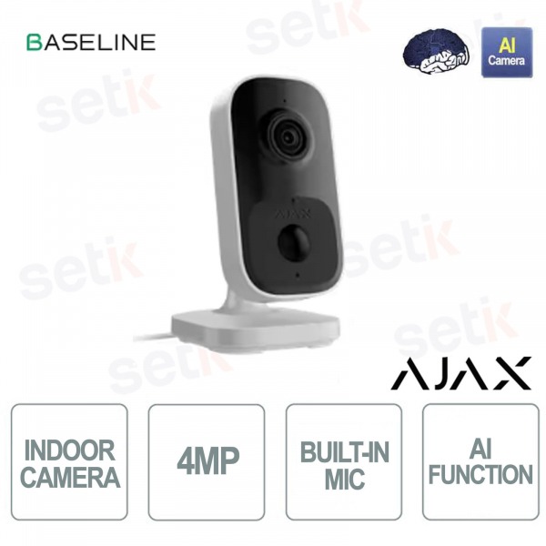 Ajax IndoorCam Bianco – Telecamera Wi-Fi da Interno con AI, PIR e HDR