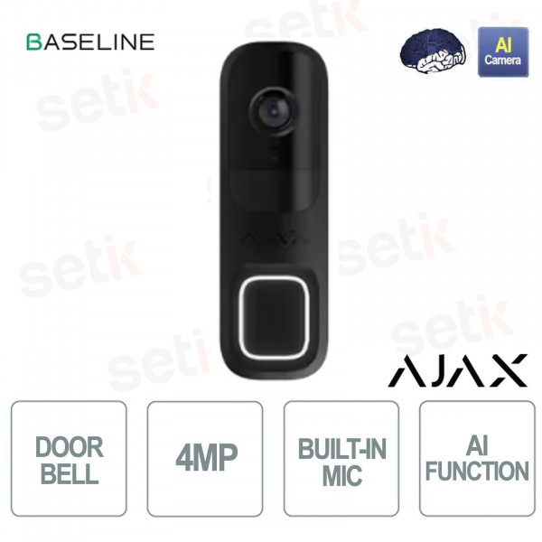 Ajax DoorBell Black – Smart Video Intercom with AI, PIR, and HDR Camera