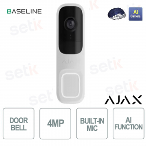 Sonnette vidéo Ajax blanche – Interphone vidéo intelligent avec IA, détecteur de mouvement PIR et caméra HDR