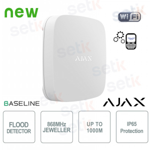LeaksProtect ASP Bianco Rilevatore Perdite Acqua Wireless Jeweller IP65 con Allarme Immediato e Batteria 5 Anni - Ajax