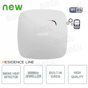 Ajax FireProtect Jeweller White Wireless Smoke and Heat Detector with Integrated Alarm