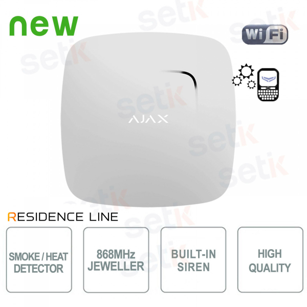 Ajax FireProtect Jeweller Bianco Rilevatore di Fumo e Calore Wireless con Allarme Integrato