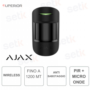 Ajax Superior MotionProtect Plus Jeweller Nero – Sensore PIR e Microonde Wireless Professionale