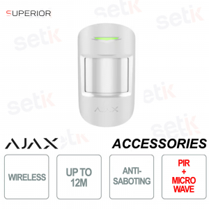 Ajax Superior MotionProtect Plus Jeweller Bianco – Sensore PIR e Microonde Wireless Professionale