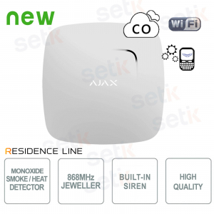 Ajax FireProtect Plus Jeweller White Wireless Smoke, CO, and Temperature Detector