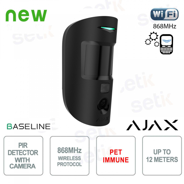 Detector de movimiento Ajax PIR con cámara inmune para mascotas 868MHz negro