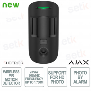 Ajax Superior MotionCam HD (PhOD) Jeweler Black – Wireless PIR Detector with HD Photos, PhOD and 1,700 m Range