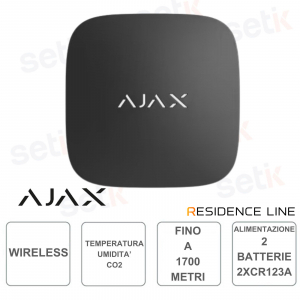 AJAX-Rilevatore wireless di temperatura, umidità e CO2 - Nero